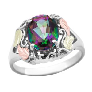 LR625-SS-471-300x300 Landstroms Black Hills Silver Ladies Mystic Fire Topaz Ring