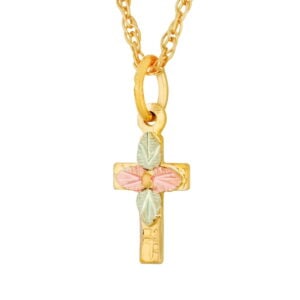 M611-18X-300x300 Black Hills Gold Cross Pendant with Four Leaves