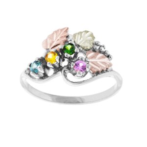 MR925-300x300 Mt Rushmore Silver Vines & Grapes Cluster Ring with 4 SYNTHETIC Birthstones