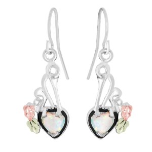 MRLER3046-300x300 Black Hills Silver Heart Dangle Earrings with Opal Heart