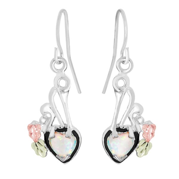 MRLER3046-600x600 Black Hills Silver Heart Dangle Earrings with Opal Heart