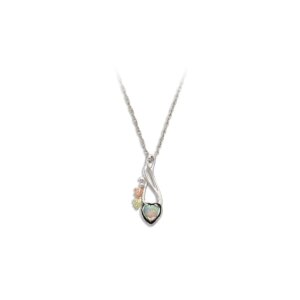 MRLPE3046-300x300 Black Hills Silver Antiqued Heart Necklace with Opal Heart Pendant