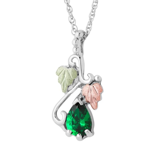 MRLPE3741-305-600x600 Black Hills Silver Pendant with Pear-Shaped Synthetic Emerald