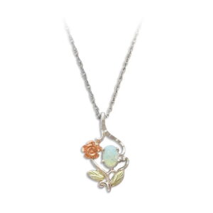 MRLPE603-300x300 Sterling Black Hills Silver Opal Pendant with Gold Rose