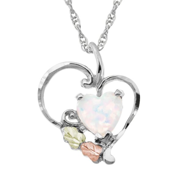 MRLPE628-600x600 Black Hills Silver Heart Necklace with Opal Heart Pendant