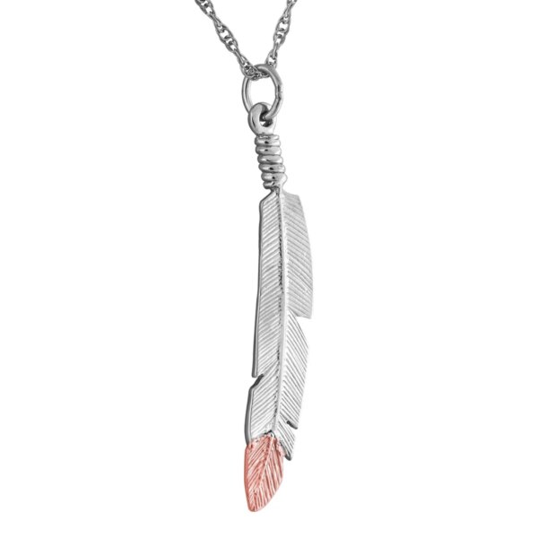 MRLPE828-600x600 Sterling Black Hills Silver Feather Pendant with Black Hills Gold Feather Tip