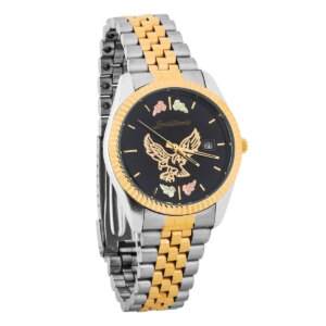 MWB531-300x300 Mens Landstroms Watch with Black Hills Gold Eagle and Metal Band, Black Dial