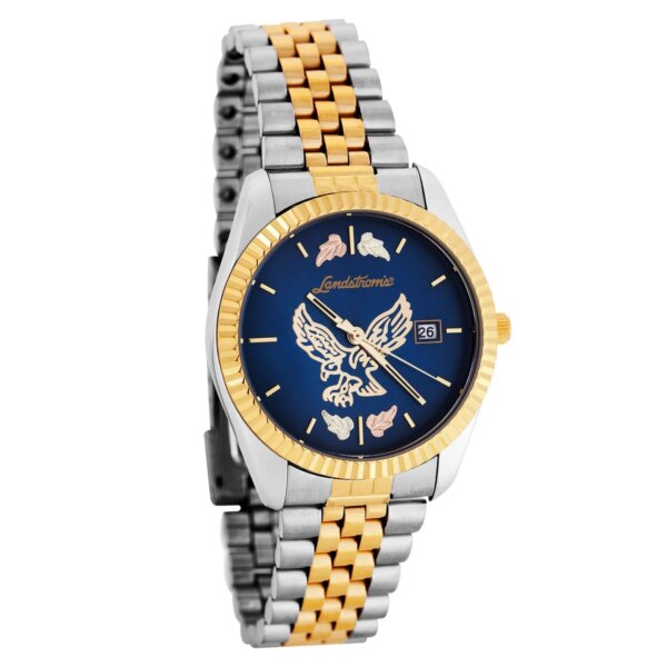 MWB532-600x600 Mens Landstroms Watch with Black Hills Gold Eagle, Metal Band and Blue Dial