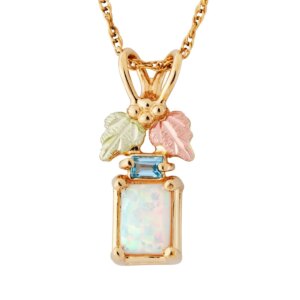 PE3070-300x300 Black Hills Gold Opal Pendant with Swiss Blue Topaz