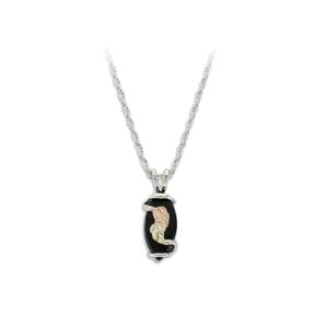 PE3227-SS-300x300 Sterling Silver Onyx Pendant with Gold Leaves