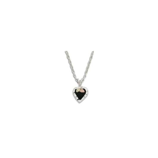 PE3688-SS-600x600 Sterling Silver Necklace with Onyx Heart Pendant