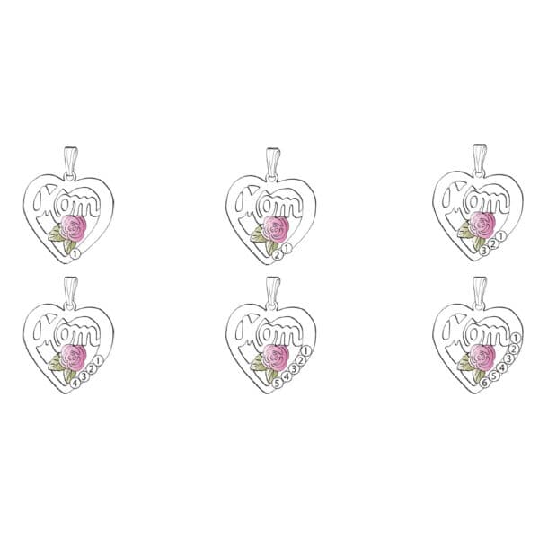 PE518StoneChart-600x600 Landstroms Silver Heart Pendant with MOM and 6 SYNTHETHIC Birthstones