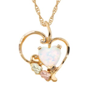 PE628-300x300 Black Hills Gold Heart Necklace with Opal Heart Pendant