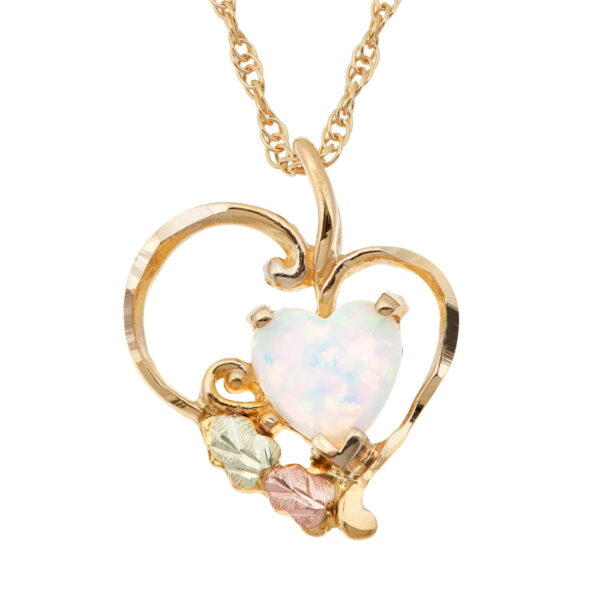 PE628-600x600 Black Hills Gold Heart Necklace with Opal Heart Pendant