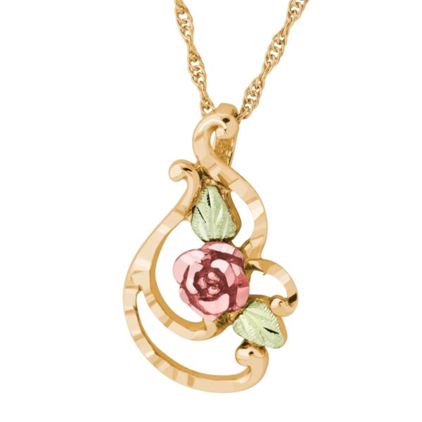 PE632-600x600 Black Hills Gold Pendant with Rose and Leaves