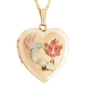 PE792-300x300 Black Hills Gold Heart Locket with Hummingbird