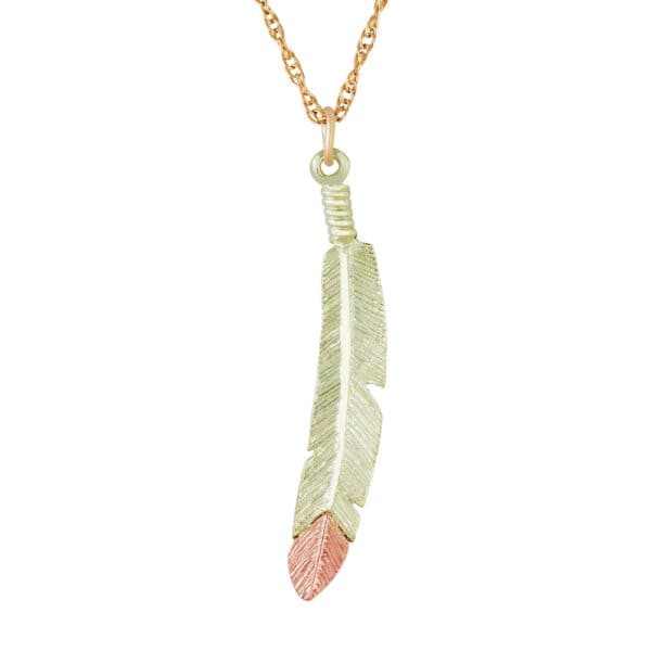 PE828-600x600 Black Hills Gold Feather Pendant