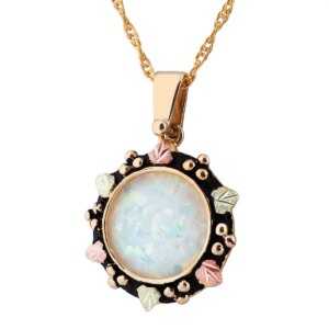 PE927-300x300 Black Hills Gold Round Antiqued Opal Pendant