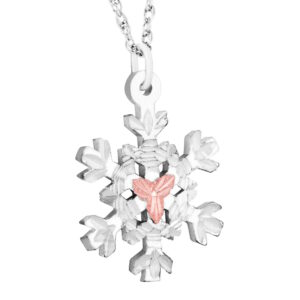PE972-SS-300x300 Sterling Silver Snowflake Pendant with Black Hills Gold Leaves