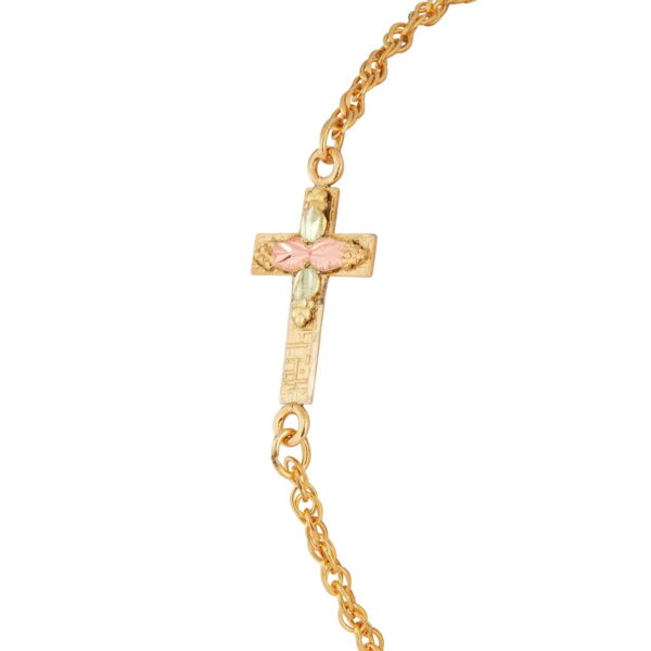 br602-1-gold-cross-bracelet-600x600 Black Hills Gold Cross Bracelet with Leaves