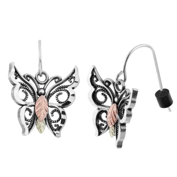 mrc50596oxgsh_lg-600x600 Black Hills Gold and Silver Butterfly Shepherd Hook Earrings.