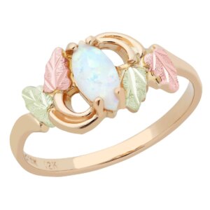 02436-300x300 Landstroms Black Hills Gold Ladies Opal Ring with Leaves