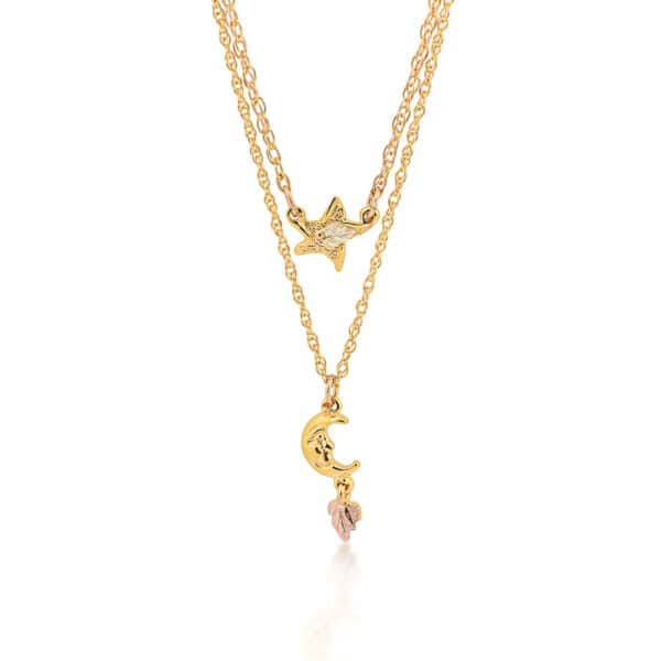 NE4035-600x600 Landstroms Gold Star and Moon Necklace