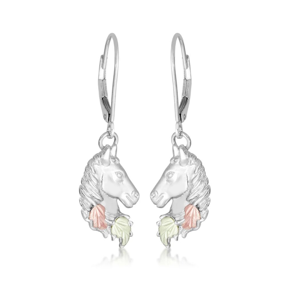 Black Hills Gold and Silver Horse Earrings MR3706LR