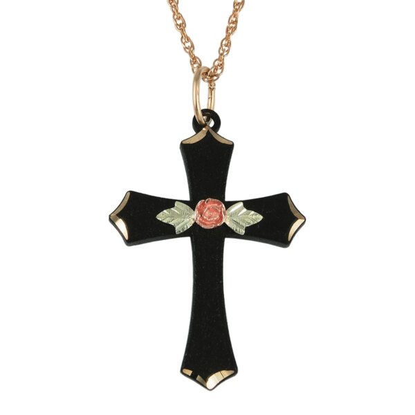 black-hills-gold-black-powder-coated-rose-cross-600x600 Black Hills Gold Black Powder Coated Rose Cross