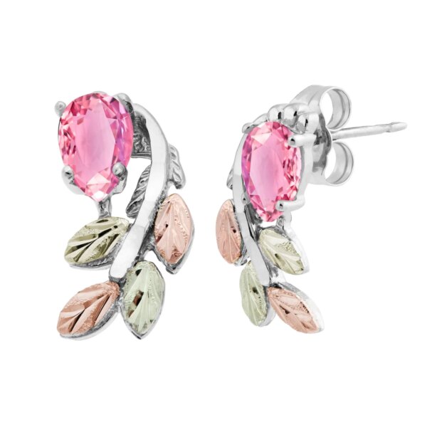 black-hills-gold-cascading-leaf-earrings-with-pink-cubic-zirconia-600x600 Black Hills Gold and Silver Cascading Pink Cubic Zirconia Earrings