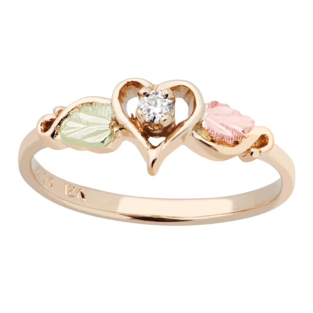 Black Hills Gold Ladies Heart Ring with Diamond G L02925X